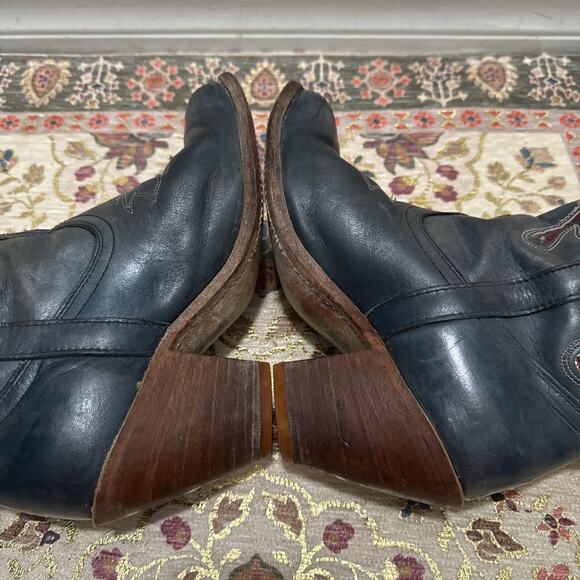 Vintage Miss Capezio 14" Tall Blue Leather Cowboy Boots Butterfly Size 8 M - Picture 11 of 12